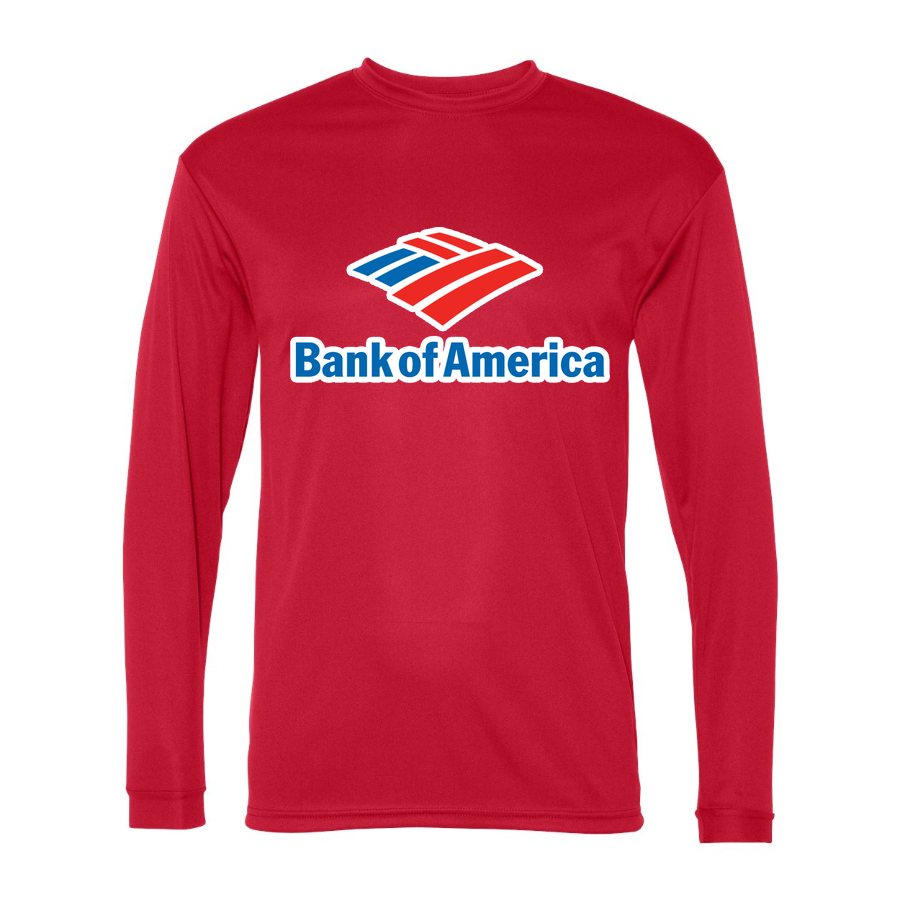 Men's Bank of America Polyester Long Sleeve T-Shirt - Red
