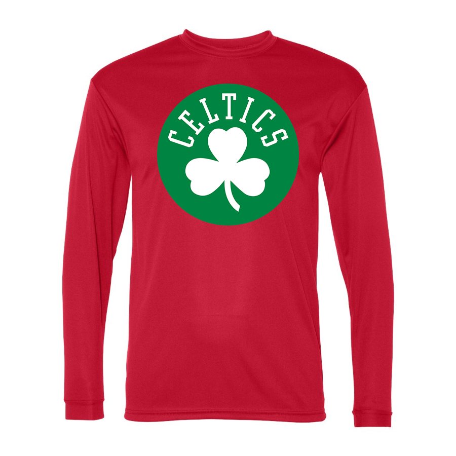 Men's Boston Celtics Polyester Long Sleeve T-Shirt - Red