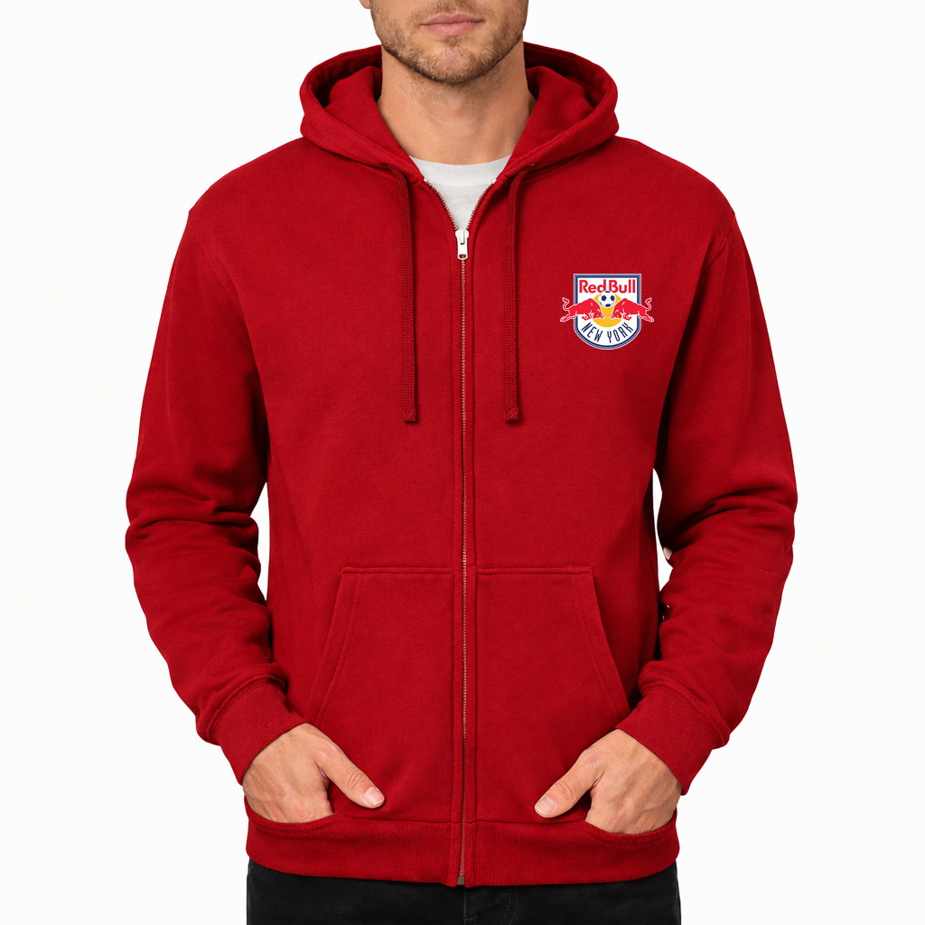 Men's New York Red Bulls logo.svg Zipper Hoodie - Red