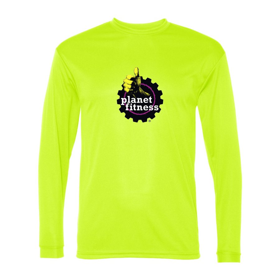 Men's Planet Fitness Polyester Long Sleeve T-Shirt - Safety Yellow
