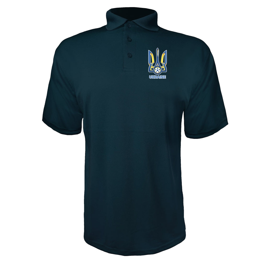 Ukraine National Football Soccer Team Navy polyester polo