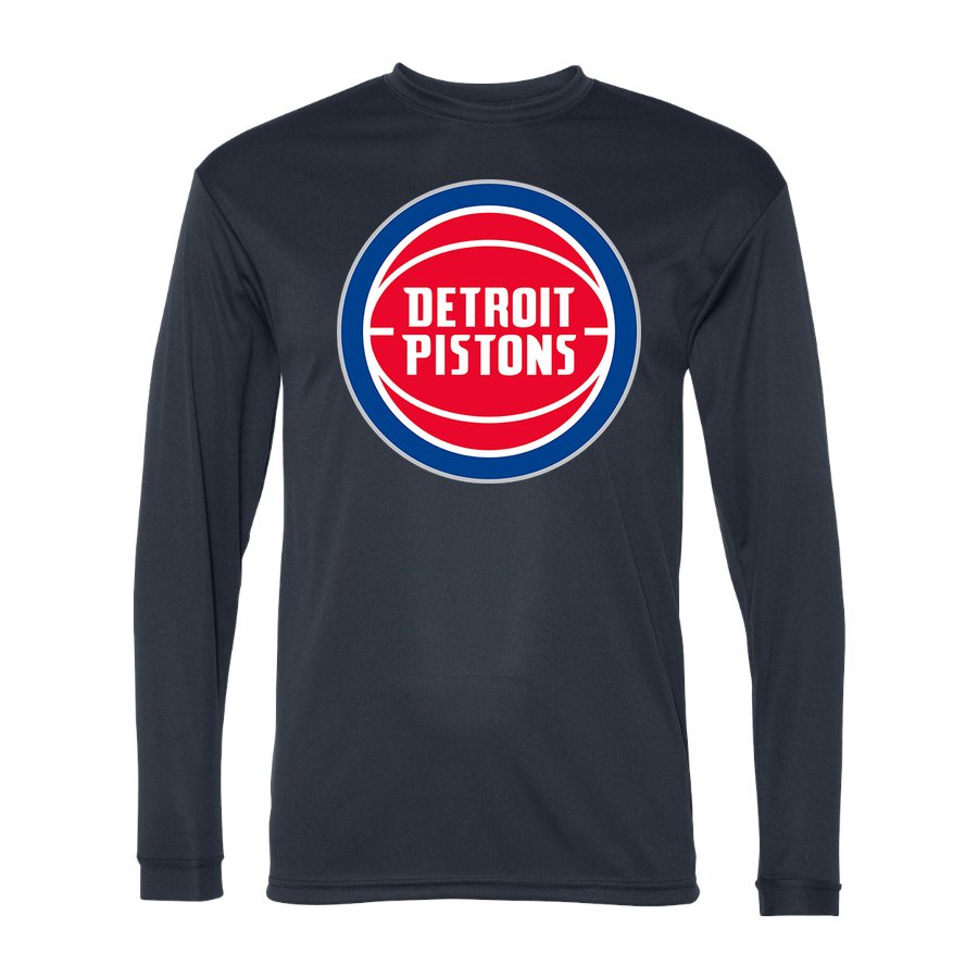 Men's Detroit Pistons Polyester Long Sleeve T-Shirt - Navy