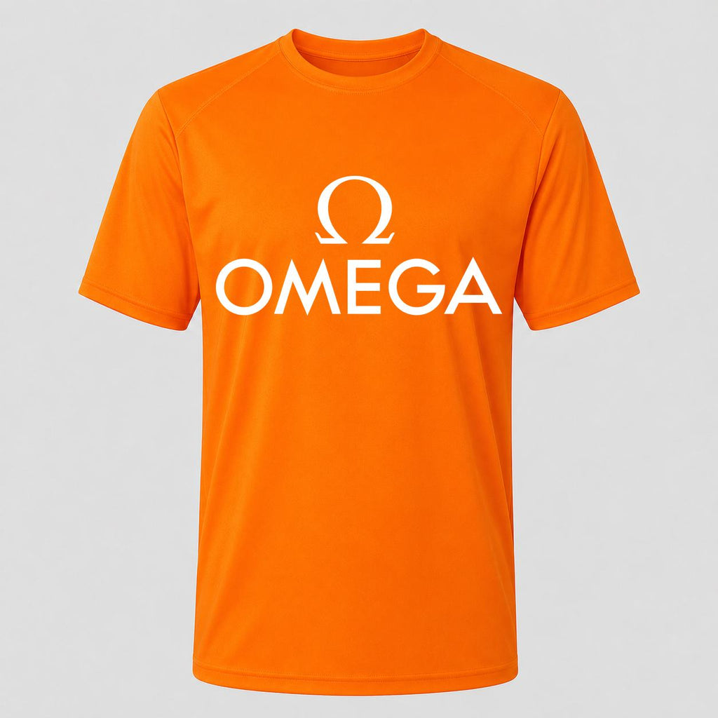 Men's Omega White Performance T-Shirt - Orange