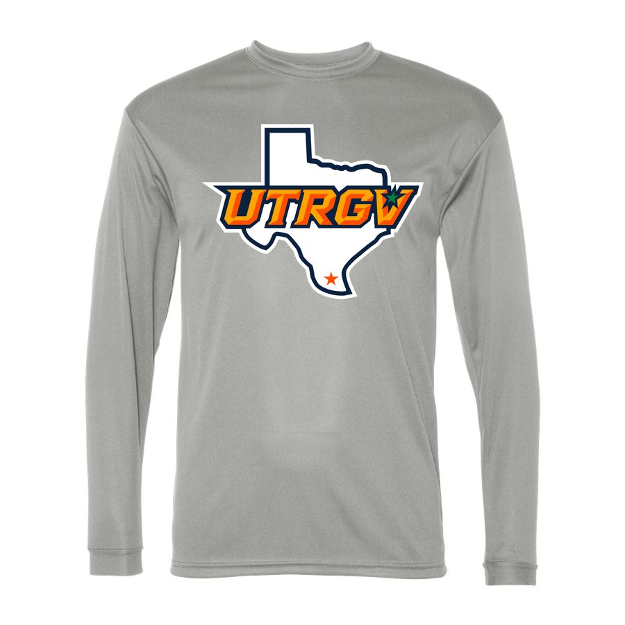 Men's UTRGV Vaqueros Polyester Long Sleeve T-Shirt - Silver