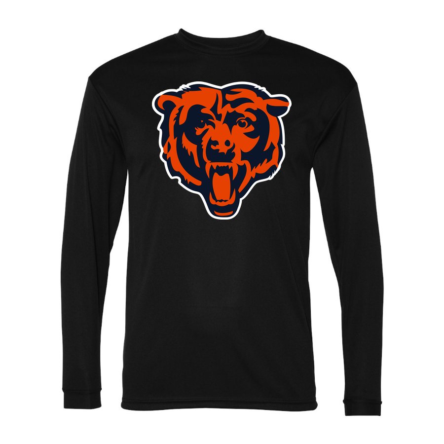 Men's Chicago Bears Polyester Long Sleeve T-Shirt - Black