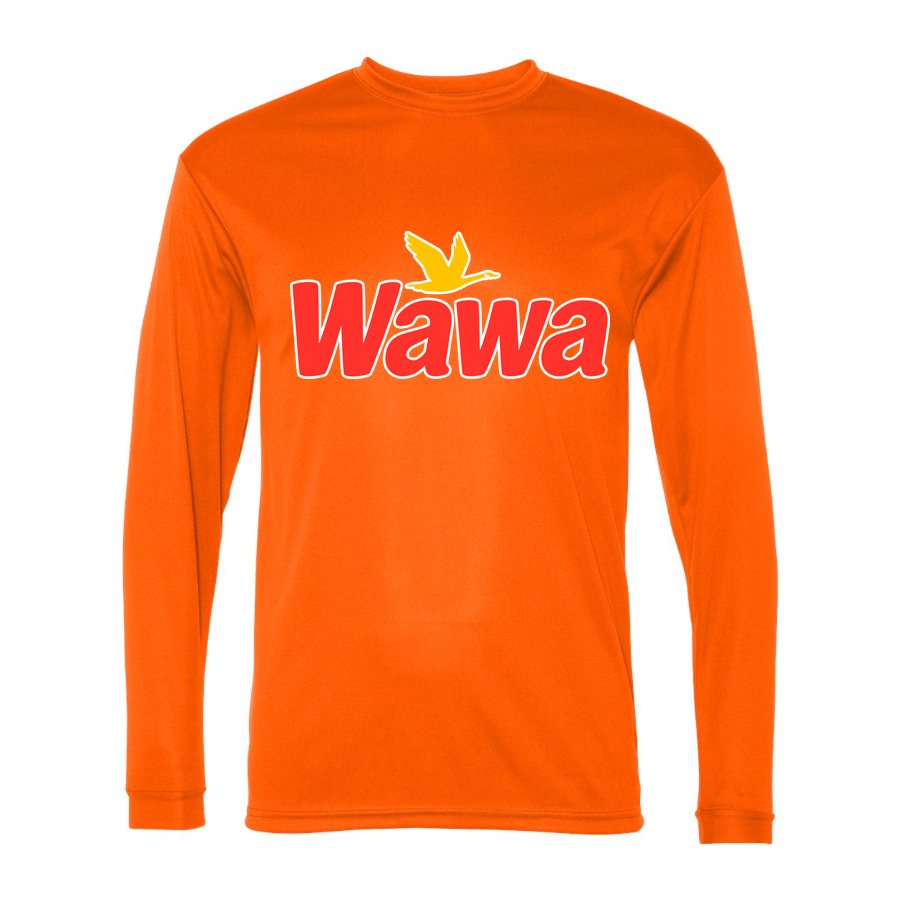 Men's Wawa Gas Station Polyester Long Sleeve T-Shirt - Safety Orange