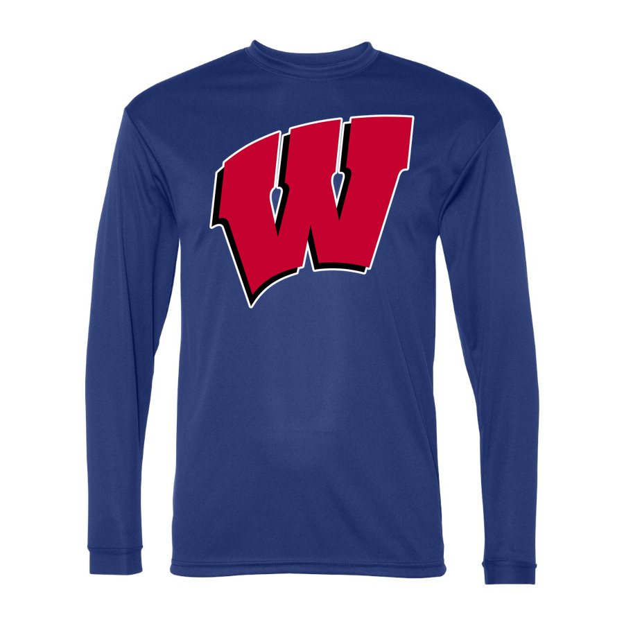 Men's Wisconsin Badgers Polyester Long Sleeve T-Shirt - Royal Blue