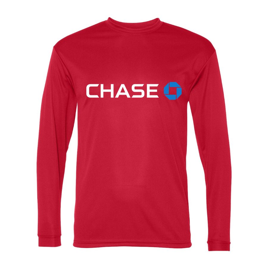 Men's Chase White Logo Polyester Long Sleeve T-Shirt - Red