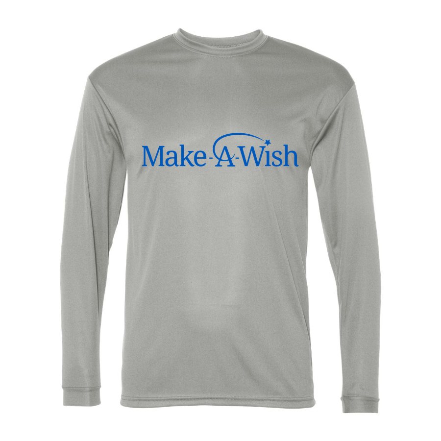 Men's Make A Wish Polyester Long Sleeve T-Shirt - Silver