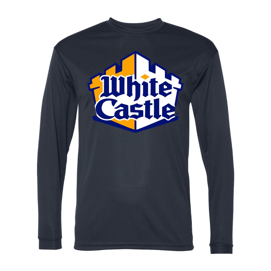 Men's White Castle Polyester Long Sleeve T-Shirt - Navy