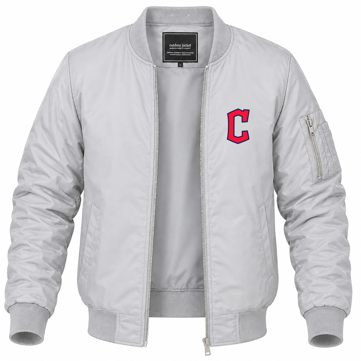 Men's Cleveland Guardians Lightweight Bomber Jacket - Gray