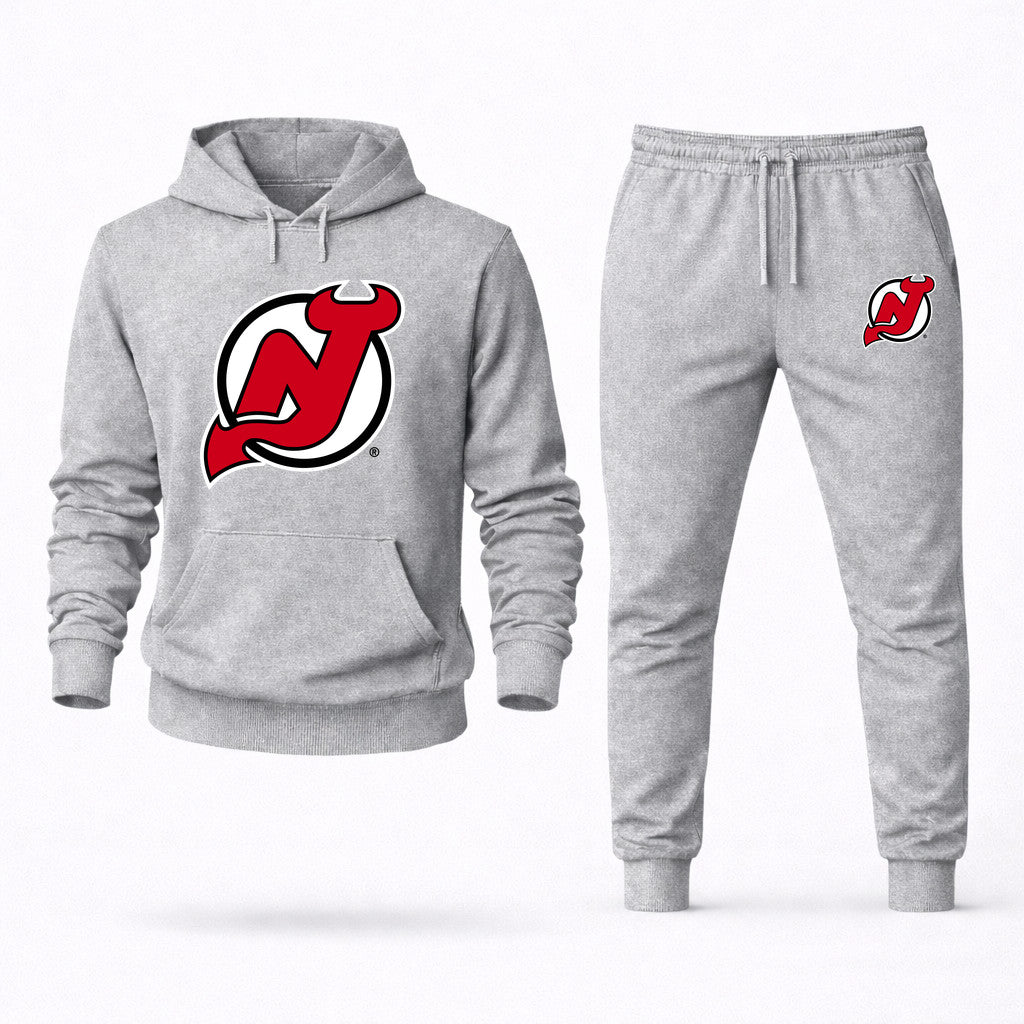 New Jersey Devils Hoodie and Joggers Set - Grey