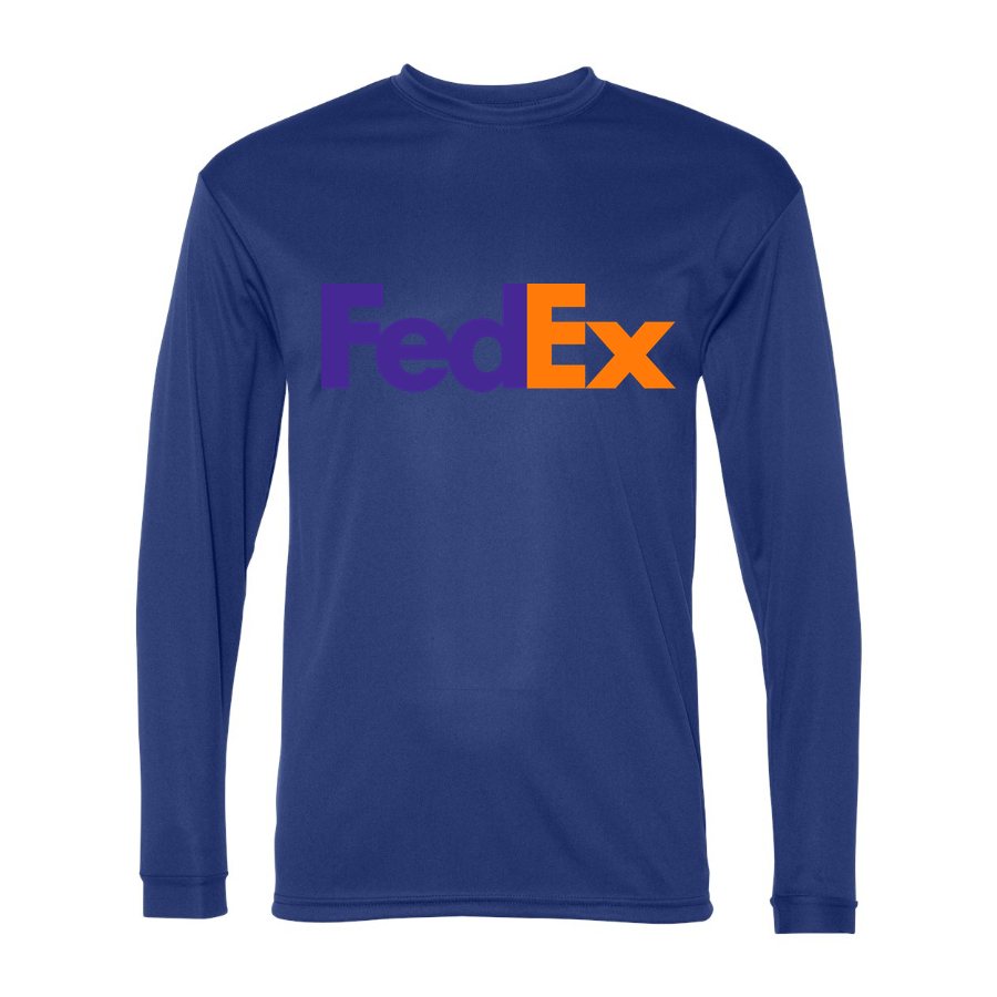 Men's FedEx Polyester Long Sleeve T-Shirt - Royal Blue