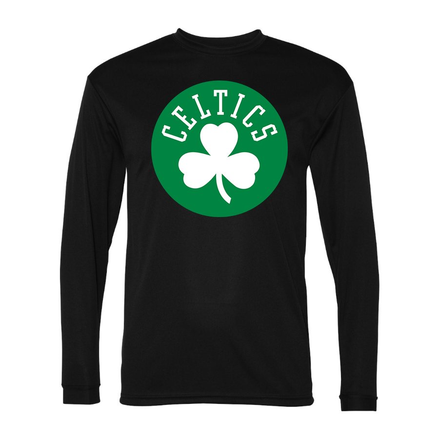 Men's Boston Celtics Polyester Long Sleeve T-Shirt - Black