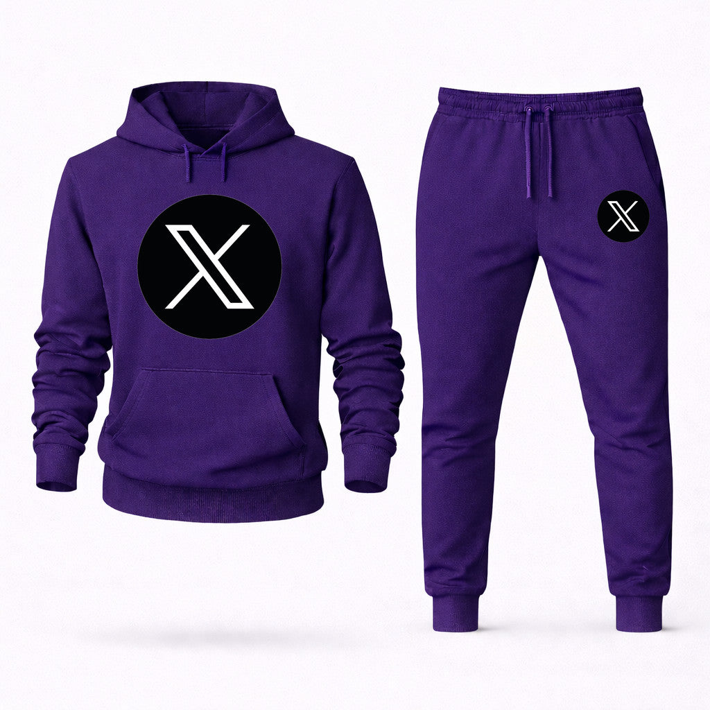 Twitter X Hoodie and Joggers Set - Purple