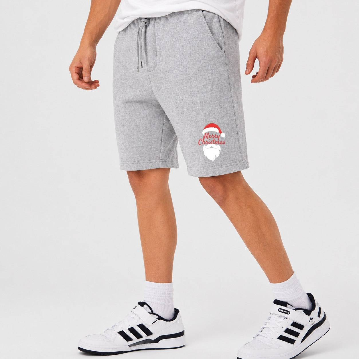 Men's Merry Christmas Santa Cotton Shorts - Gray