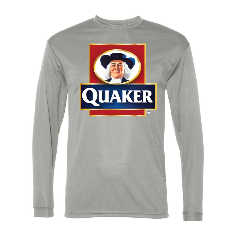 Men's Quaker food Polyester Long Sleeve T-Shirt - Silver