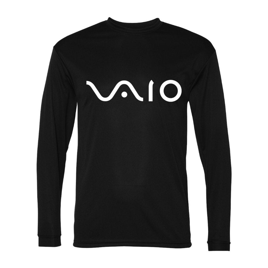 Men's Sony VAIO White Logo Polyester Long Sleeve T-Shirt - Black
