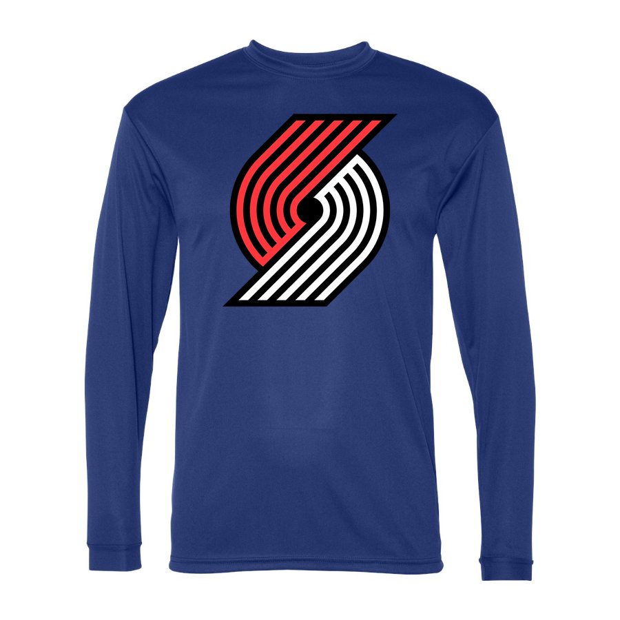 Men's Portland Trail Blazers Polyester Long Sleeve T-Shirt - Royal Blue