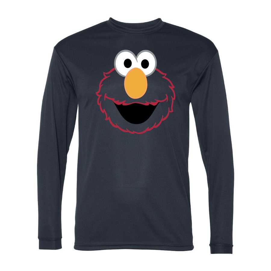 Men's Elmo Face Polyester Long Sleeve T-Shirt - Navy