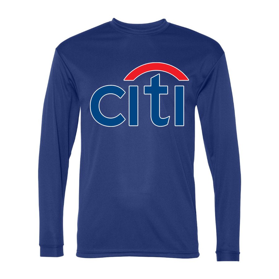 Men's citi bank Polyester Long Sleeve T-Shirt - Royal Blue