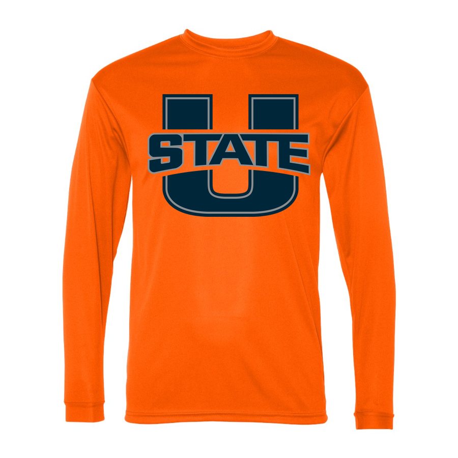 Men's Utah State Aggies Polyester Long Sleeve T-Shirt - Safety Orange