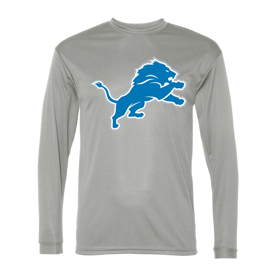 Men's Detroit Lions Polyester Long Sleeve T-Shirt - Silver