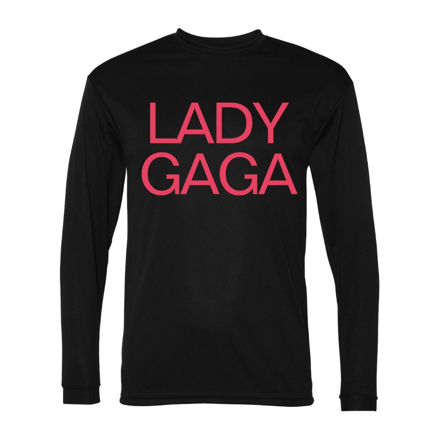 Men's Lady Gaga Polyester Long Sleeve T-Shirt - Black
