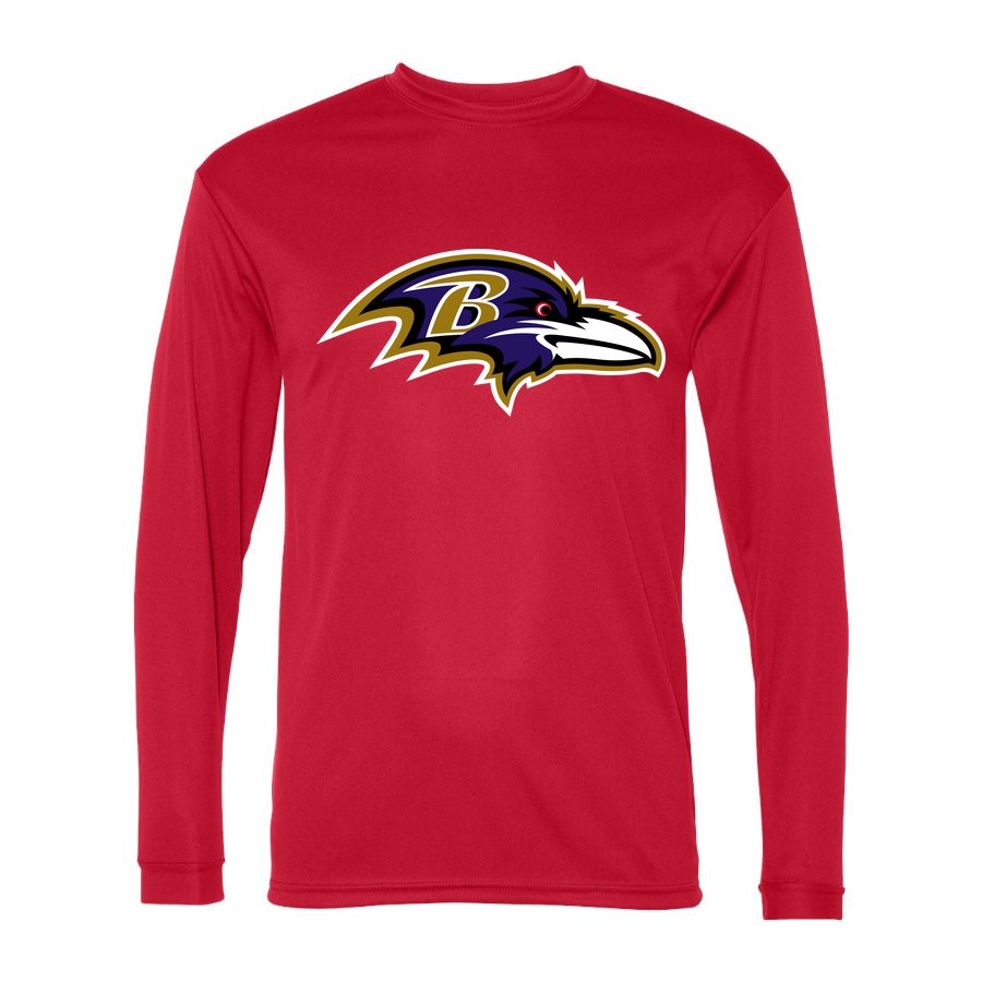 Men's Baltimore Ravens Polyester Long Sleeve T-Shirt - Red