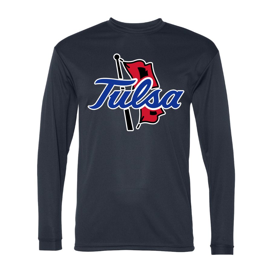 Men's Tulsa Golden Hurricane Polyester Long Sleeve T-Shirt - Navy