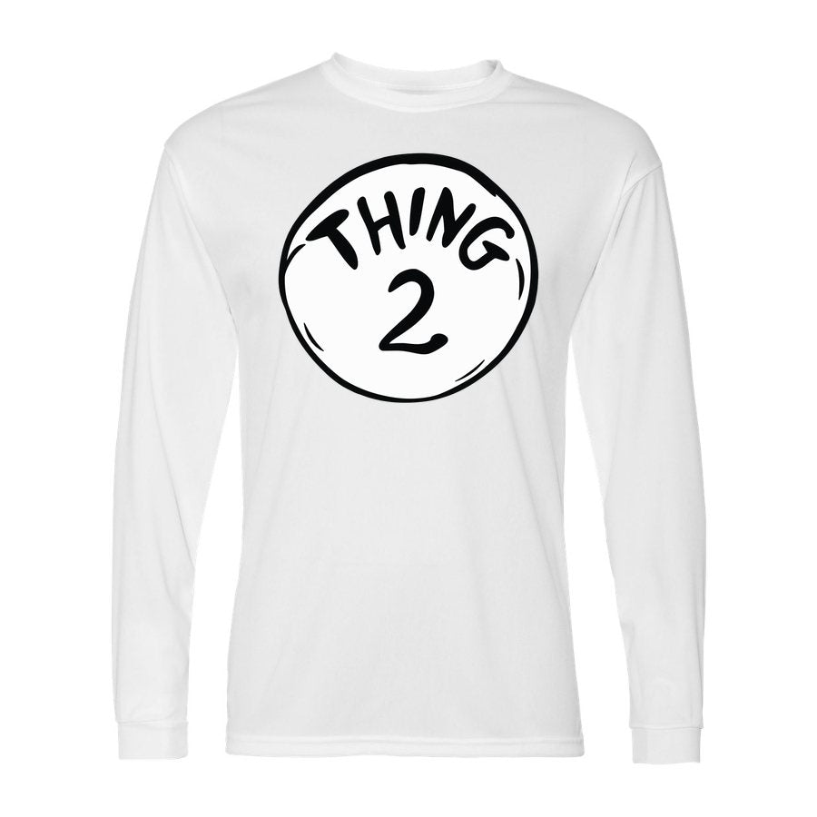 Men's Dr. Seuss Thing 2 Polyester Long Sleeve T-Shirt - White