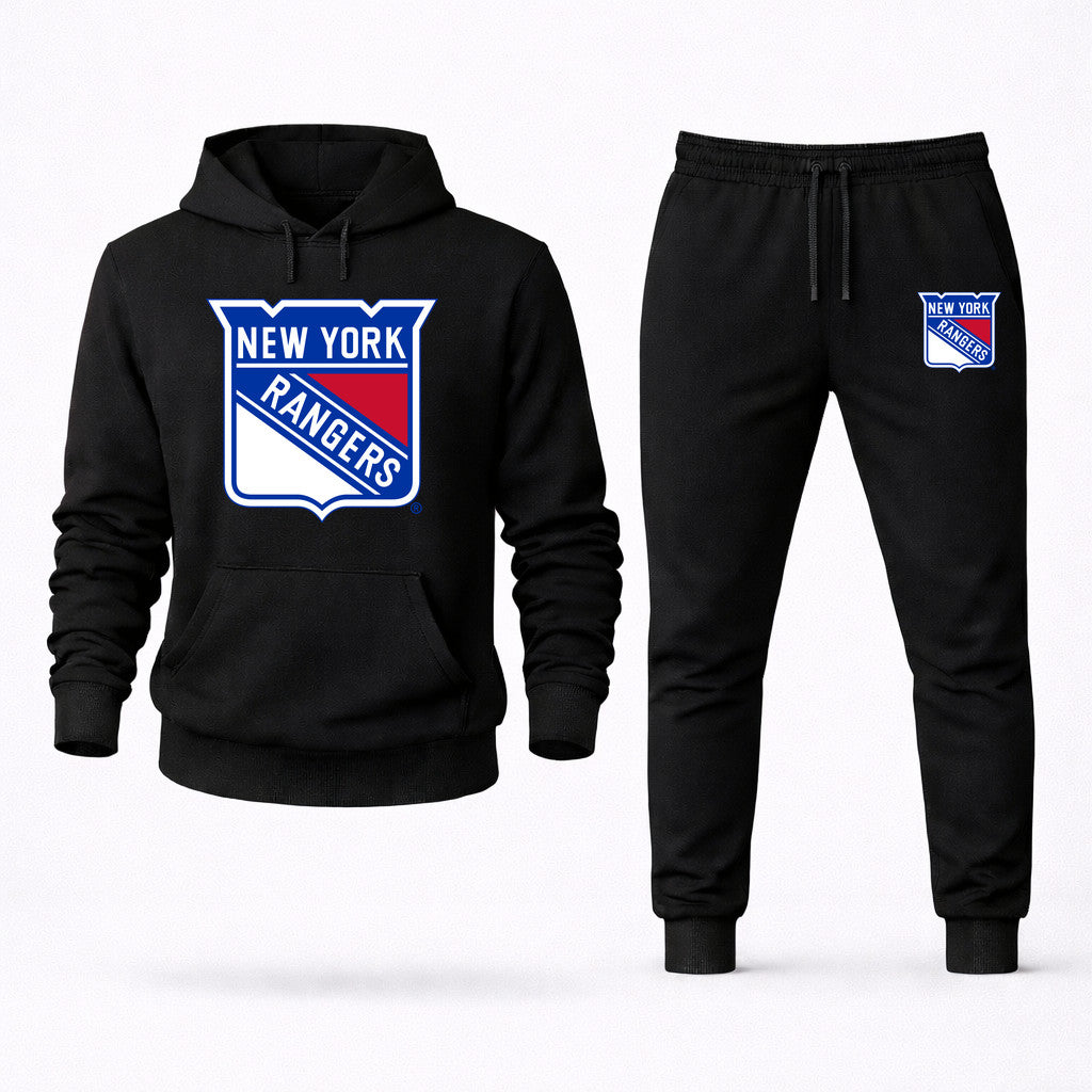 New York Rangers Hoodie and Joggers Set - Black