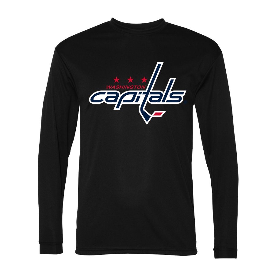 Men's Washington Capitals Polyester Long Sleeve T-Shirt - Black