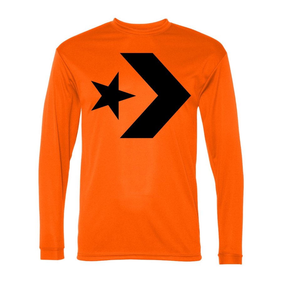 Men's Converse Polyester Long Sleeve T-Shirt - Safety Orange