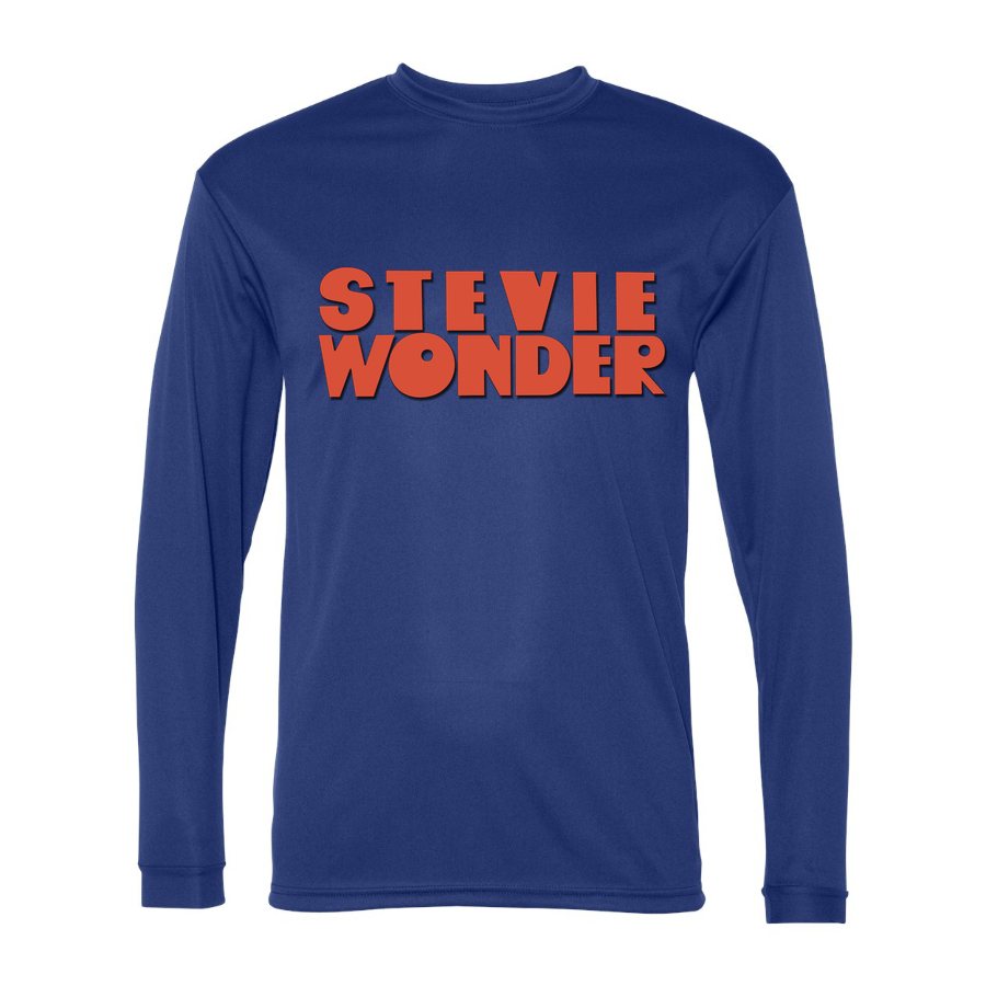 Men's Stevie Wonder Polyester Long Sleeve T-Shirt - Royal Blue