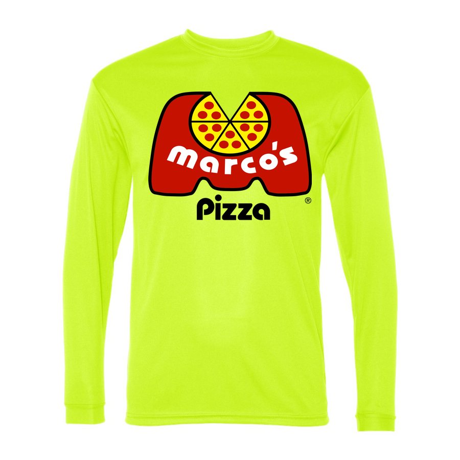 Men's Marcos Pizza Polyester Long Sleeve T-Shirt - Safety Yellow