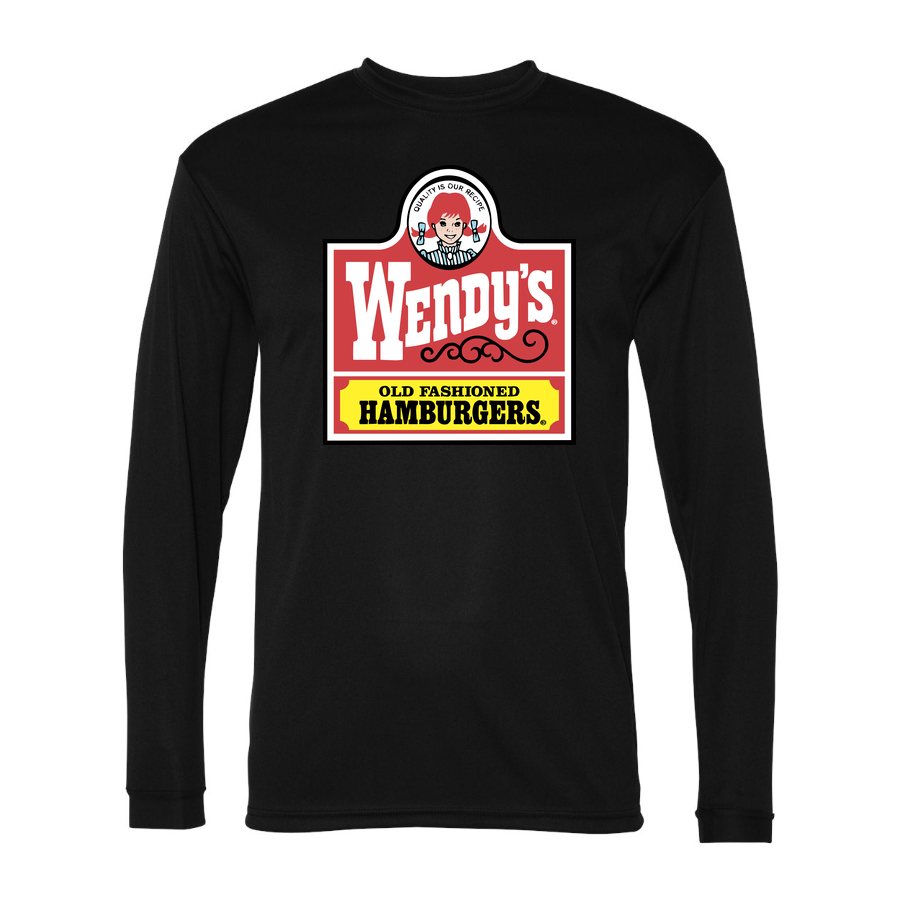 Men's Wendy's Polyester Long Sleeve T-Shirt - Black