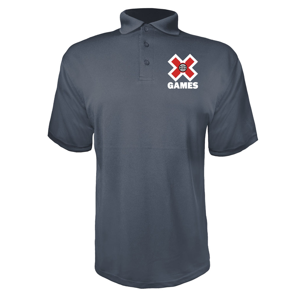 X Games logo White Charcoal polyester polo