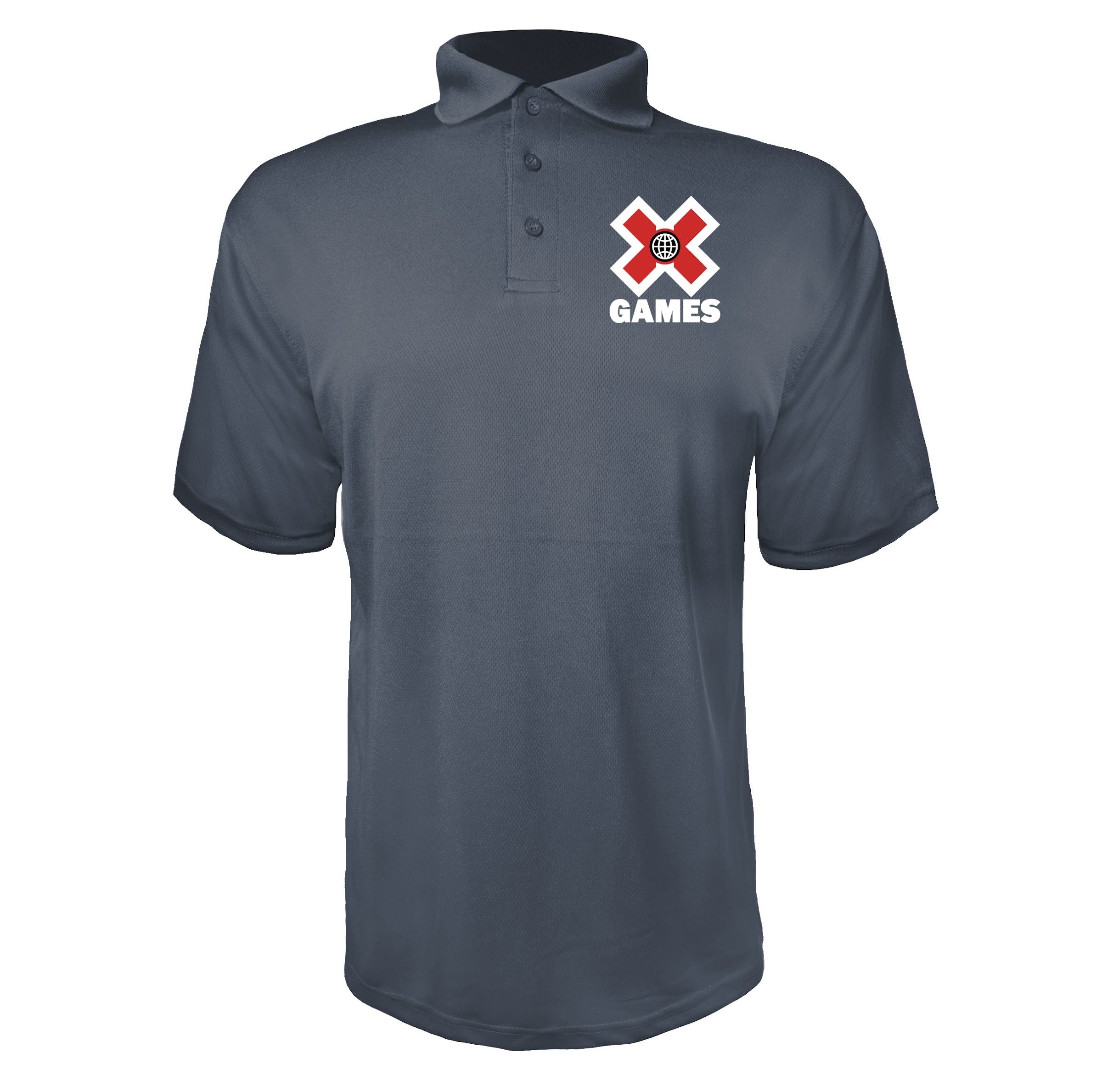 X Games logo White Charcoal polyester polo