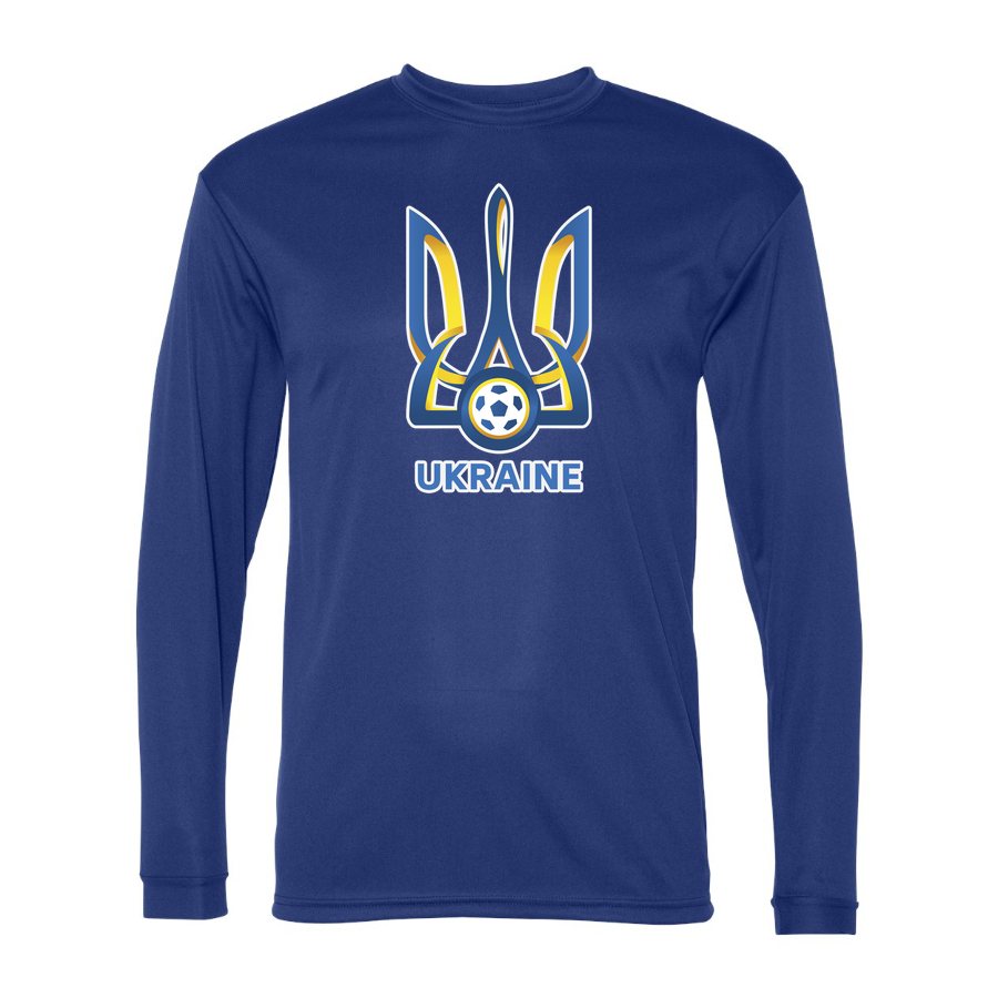 Men's Ukraine National Football Team Polyester Long Sleeve T-Shirt - Royal Blue