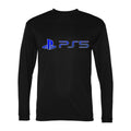 Men's PlayStation 5 Blue Logo Polyester Long Sleeve T-Shirt - Black