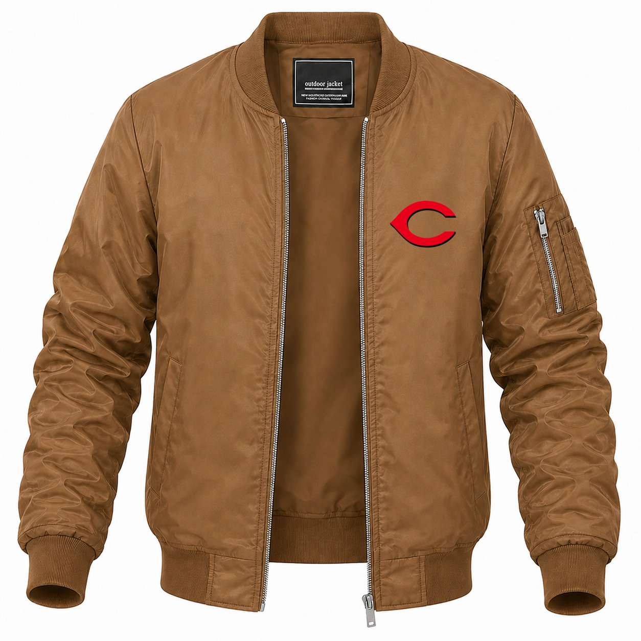Men's Cincinnati Reds Lightweight Bomber Jacket - Brown