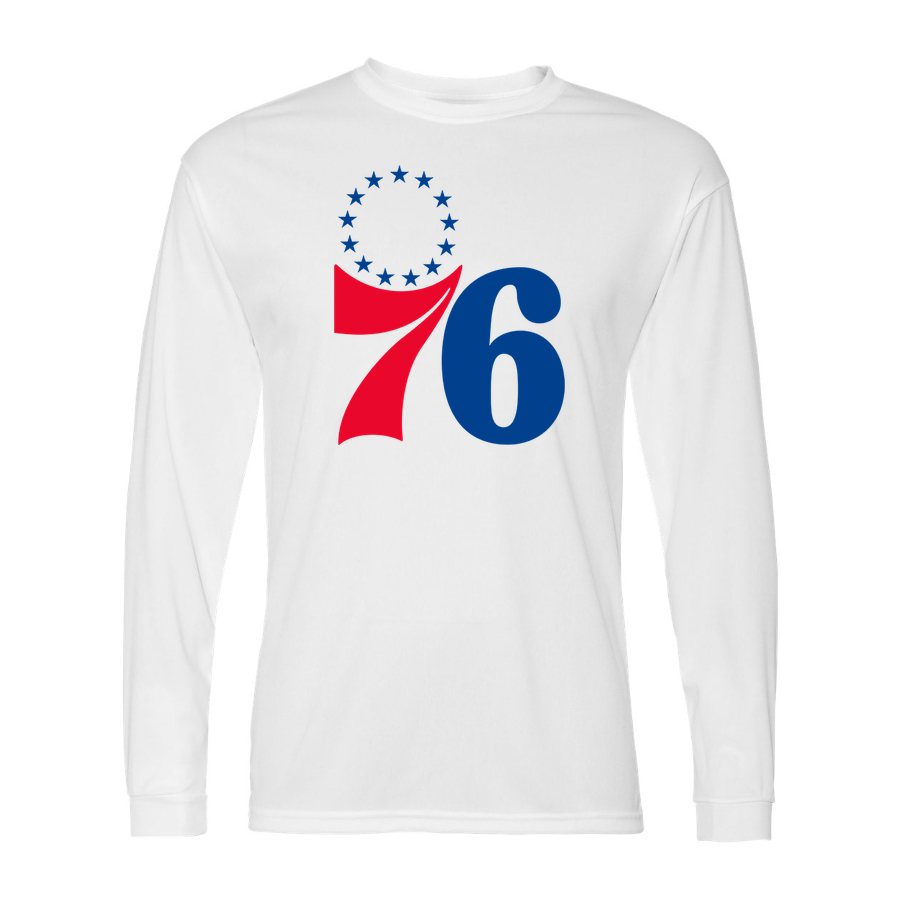 Men's Philadelphia 76ers Polyester Long Sleeve T-Shirt - White