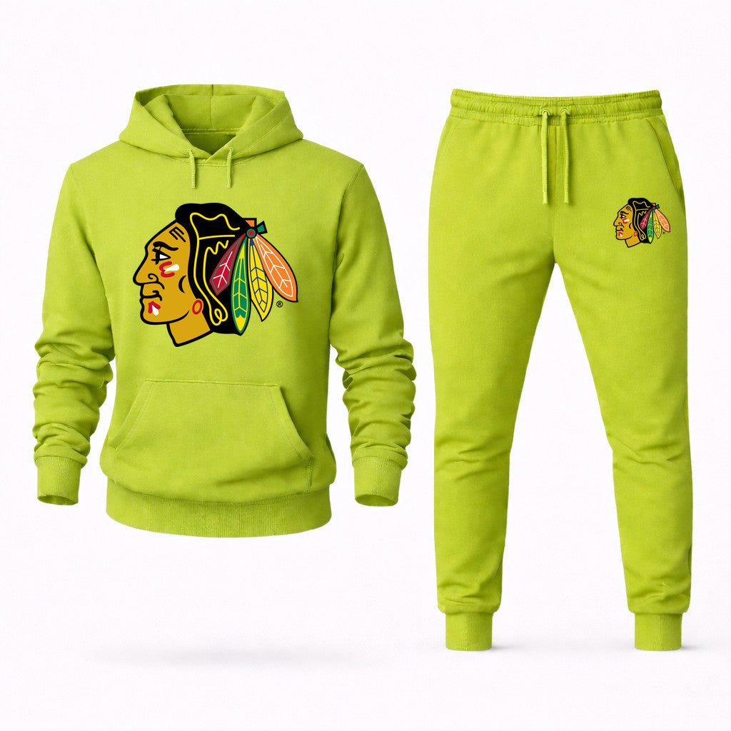 Chicago Blackhawks Hoodie and Joggers Set - Lime Green
