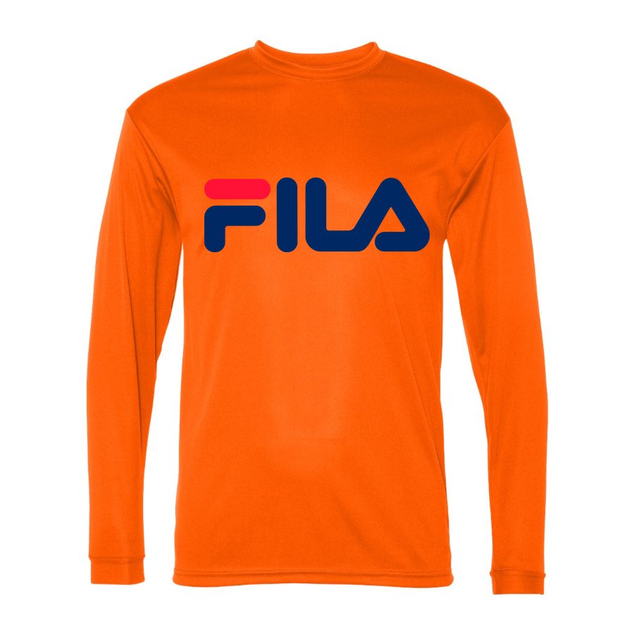 Men's Fila Polyester Long Sleeve T-Shirt - Safety Orange