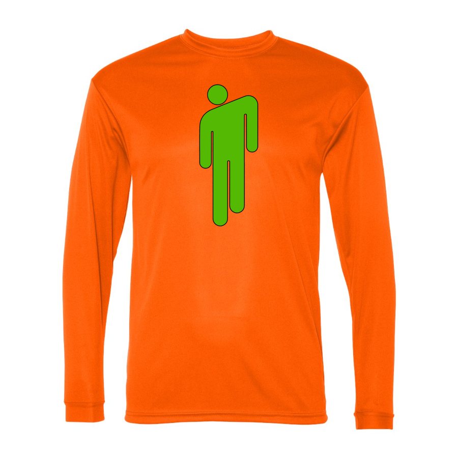Men's Billie Eilish Polyester Long Sleeve T-Shirt - Safety Orange