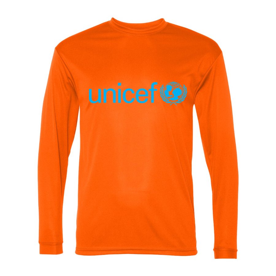 Men's UNICEF Polyester Long Sleeve T-Shirt - Safety Orange