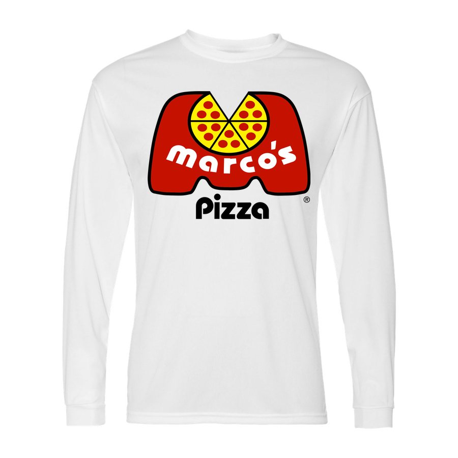 Men's Marcos Pizza Polyester Long Sleeve T-Shirt - White