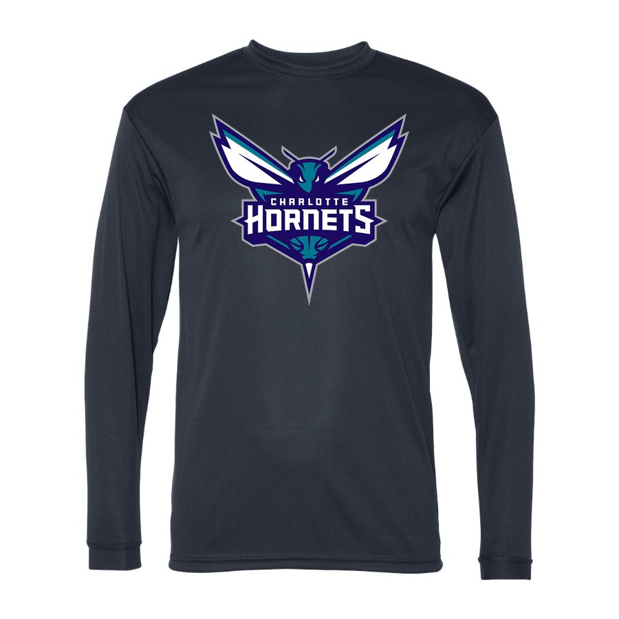 Men's Charlotte Hornets Polyester Long Sleeve T-Shirt - Navy