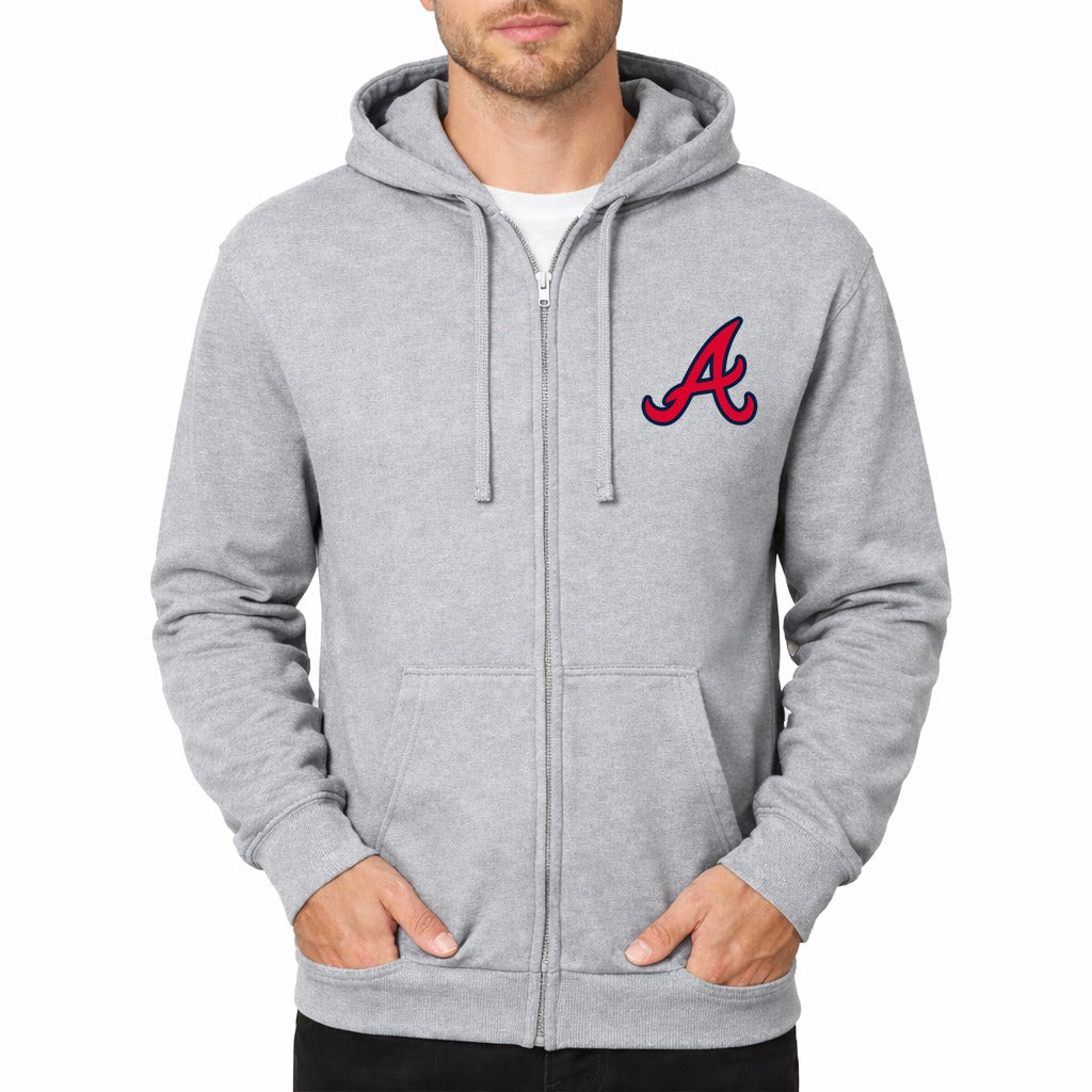 Men's Atlanta Braves Zipper Hoodie - Gray